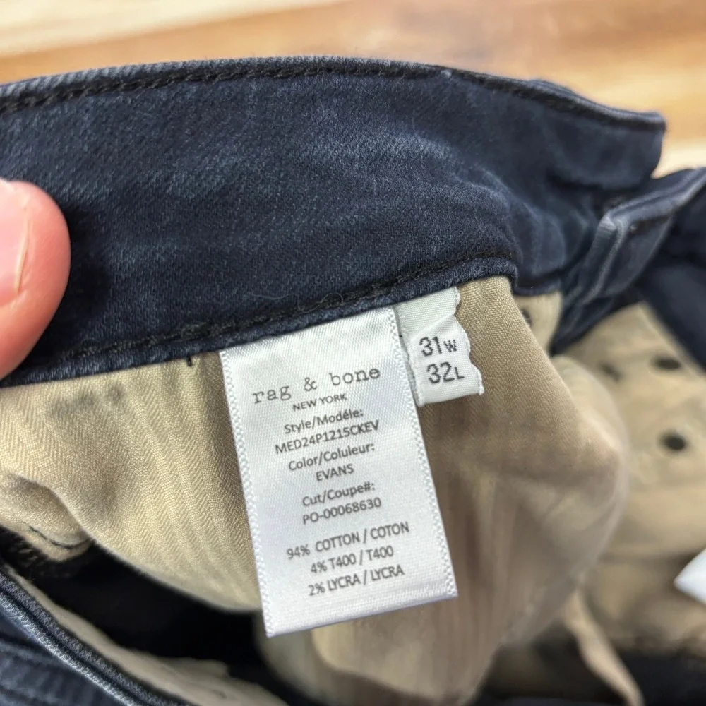 Rag & Bone Jeans 31x32 Fit 3 Athletic Cotton Stretch Evans Deep Blue Indigo
